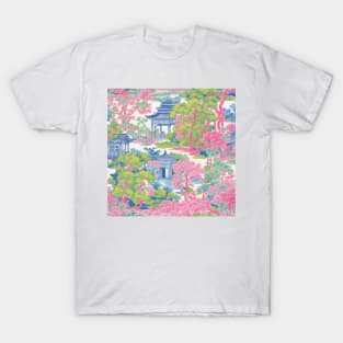 Chinoiserie garden in preppy colors T-Shirt